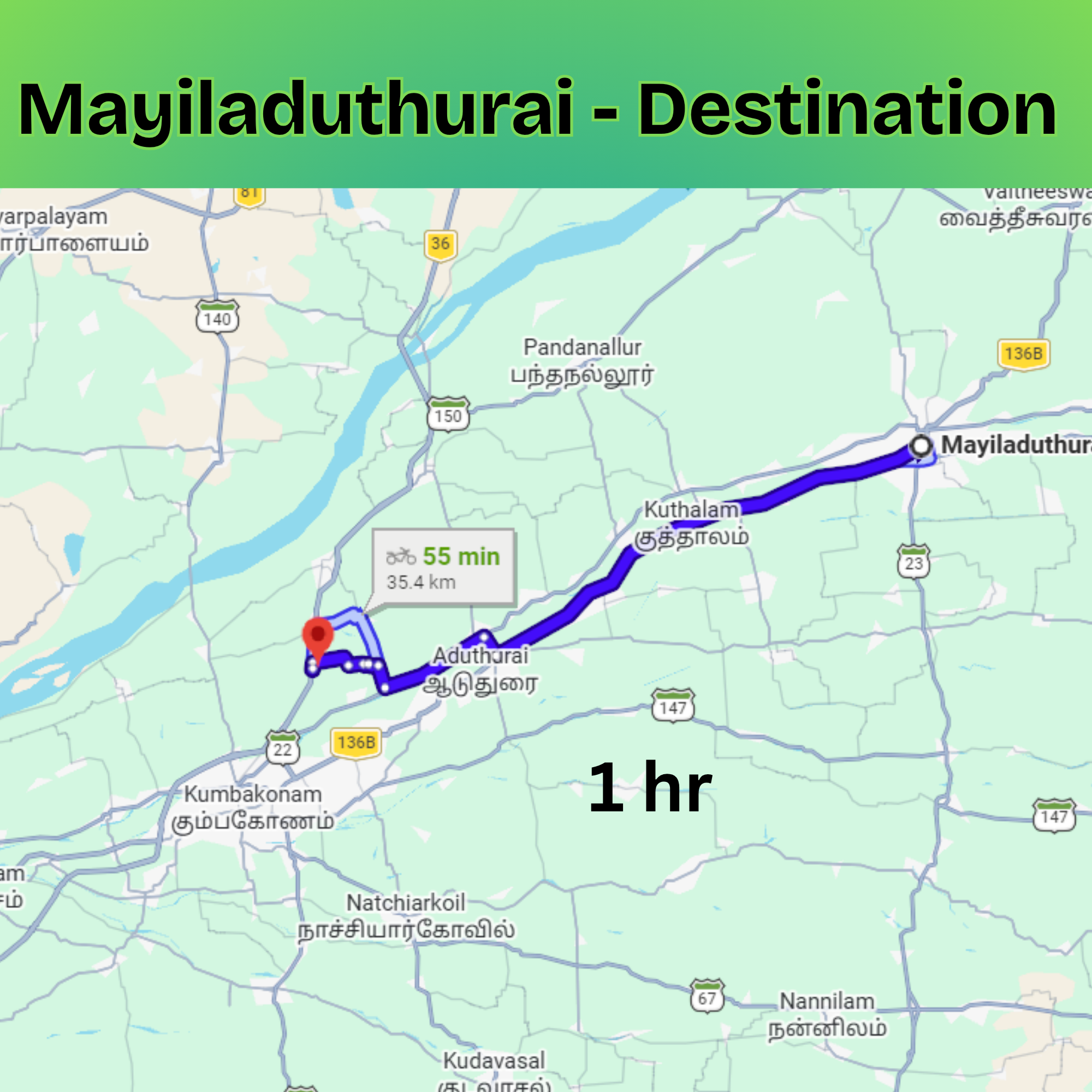 Road from Mayiladuthurai to venue